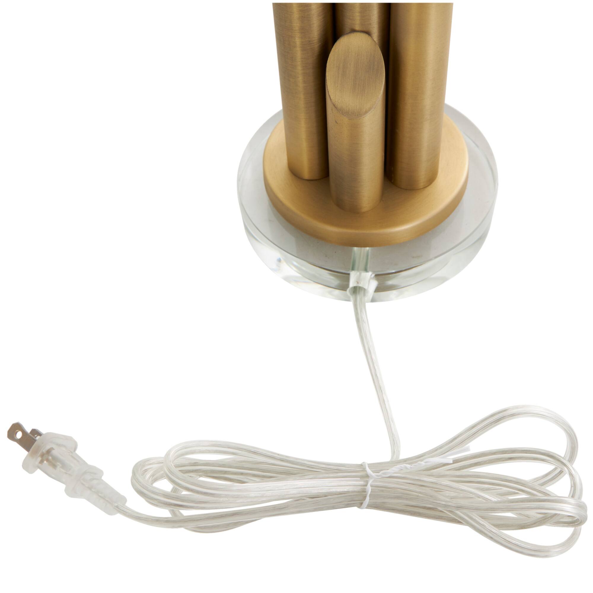 2ft. Gold Metal Abstract Tiered Pillar Accent Lamp with Glass Base